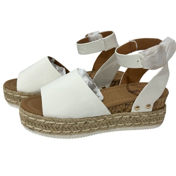 COZZY GIRL Shoes - COZZY GIRL Women's Jute Strap Wedge Sandal White 6